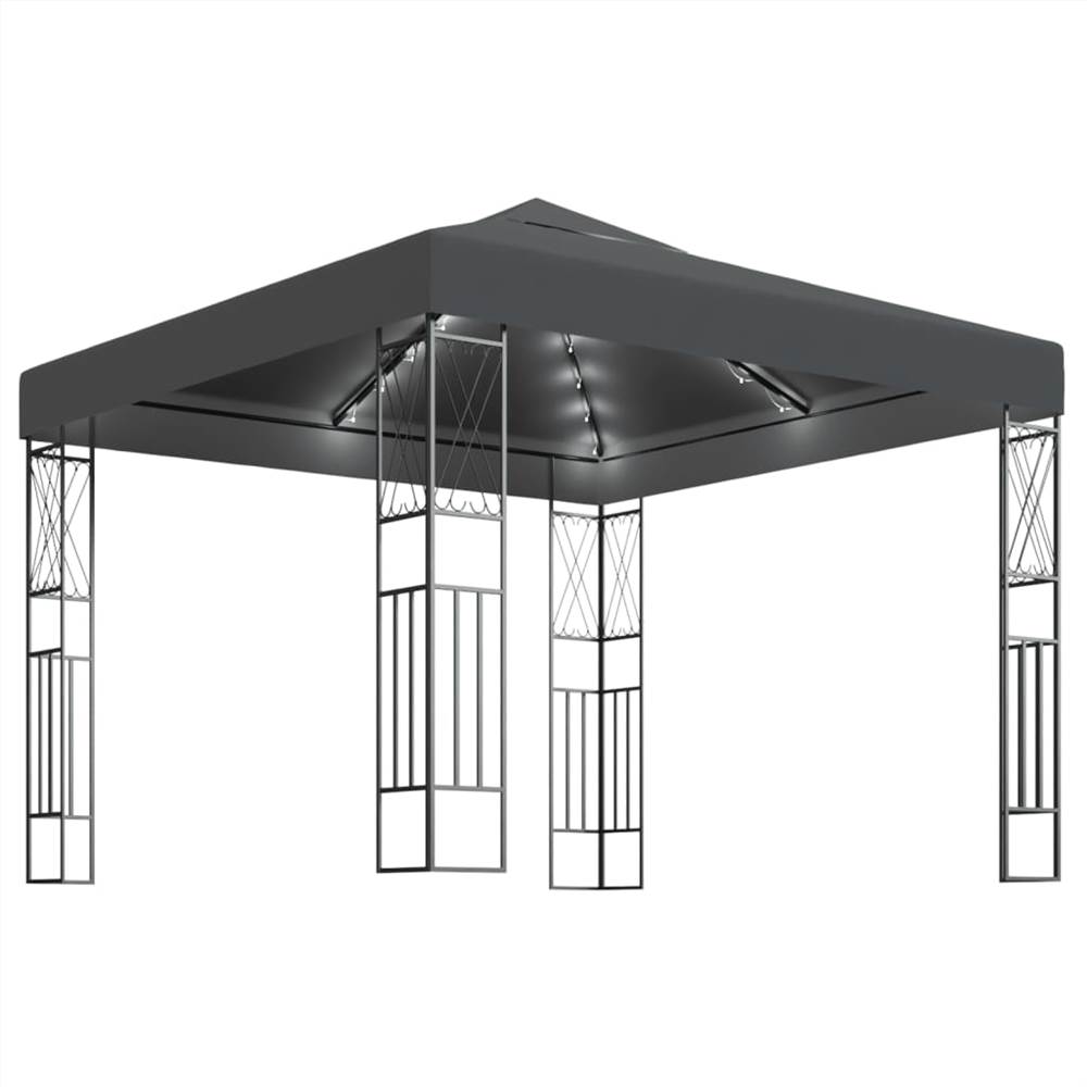 

Gazebo with String Lights 3x3 m Anthracite Fabric