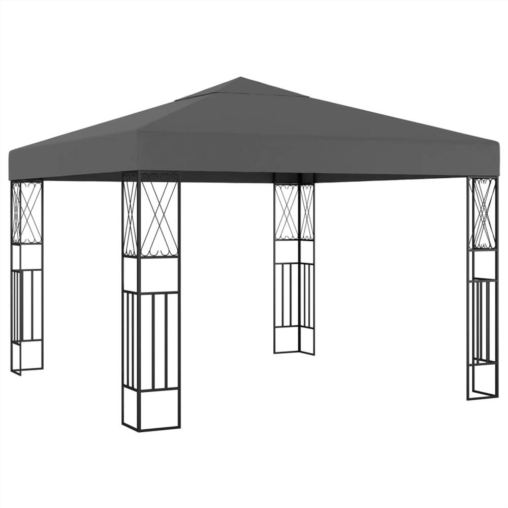 Gazebo with String Lights 3x3 m Anthracite Fabric