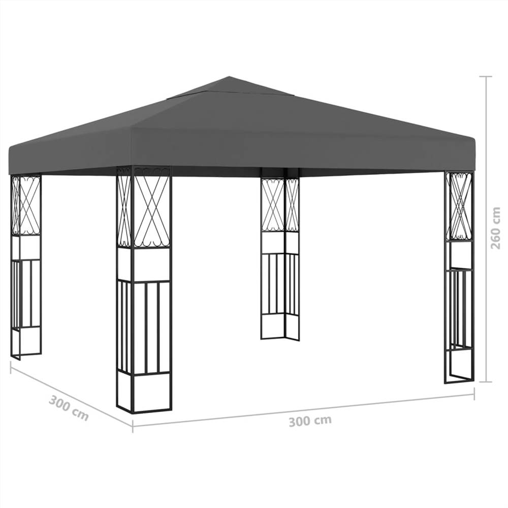 Gazebo with String Lights 3x3 m Anthracite Fabric