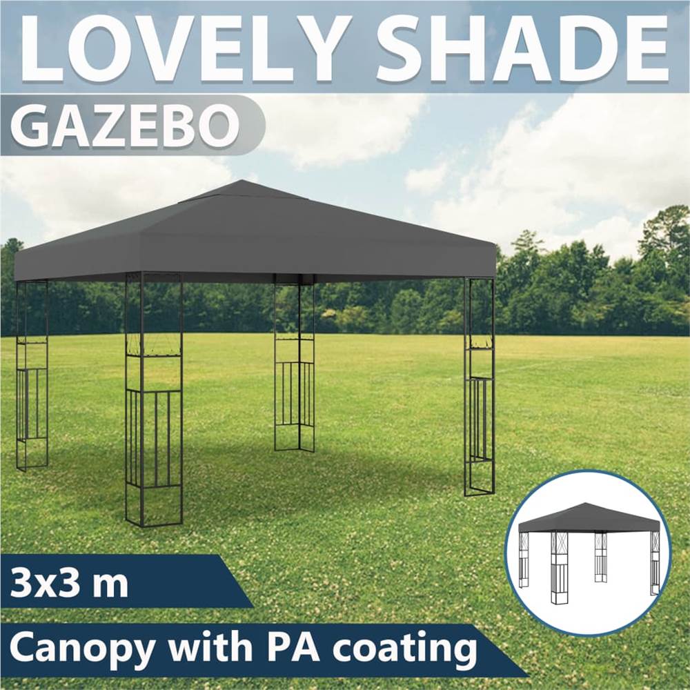 Gazebo with String Lights 3x3 m Anthracite Fabric