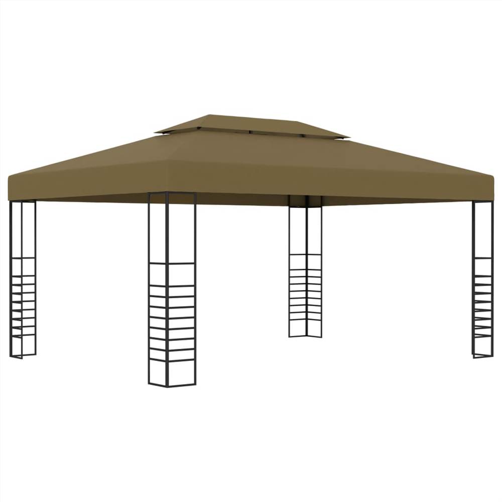 Gazebo with String Lights 3x4 m Taupe 180 g/m²