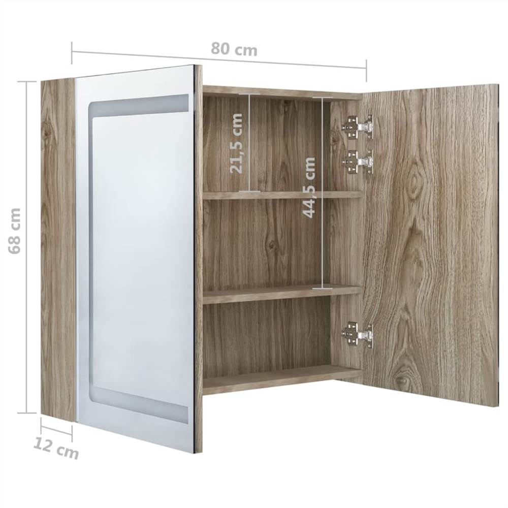 LED Bathroom Mirror Oak 80x12x68 cm