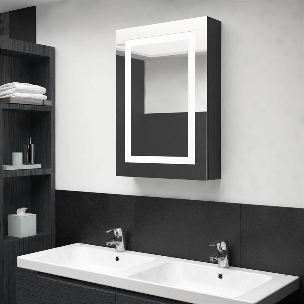 

LED Bathroom Mirror Cabinet Shinning Black 50x13x70 cm