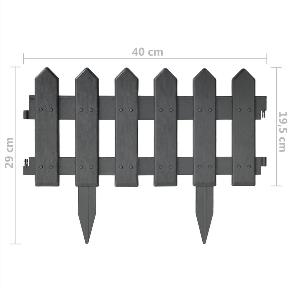 Lawn Edgings 25 pcs Anthracite 10 m PP