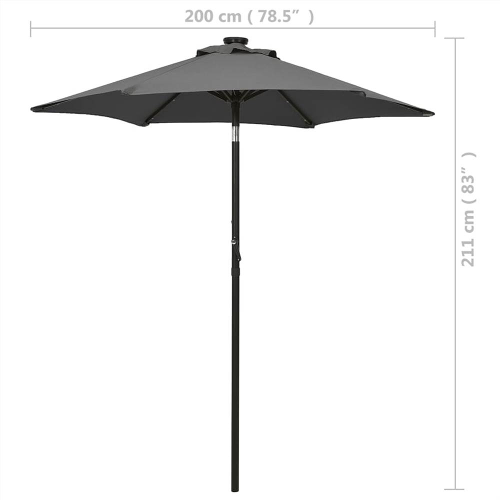 Parasol with LED Lights Anthracite 200x211 cm Aluminium