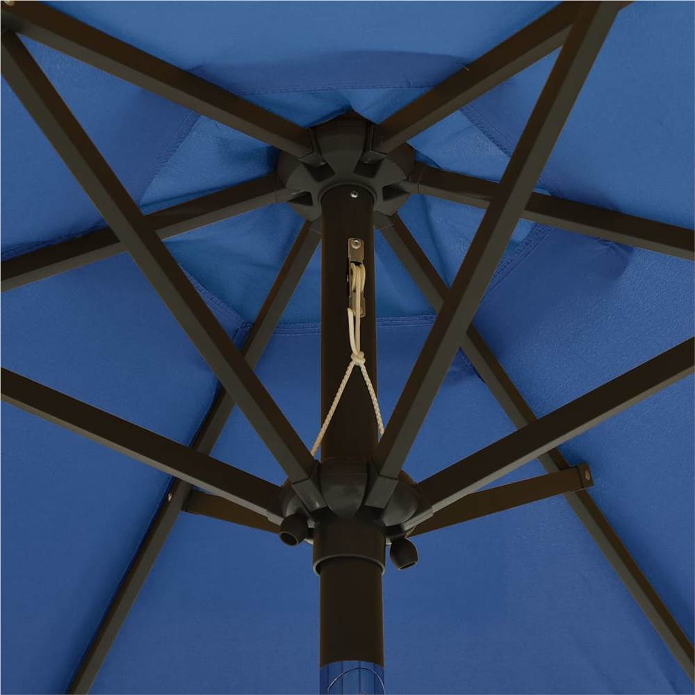 Parasol with LED Lights Azure Blue 200x211 cm Aluminium