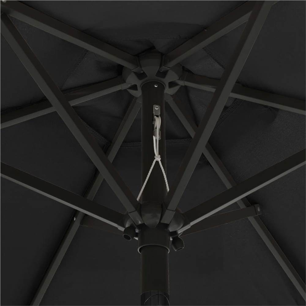 Parasol with LED Lights Black 200x211 cm Aluminium