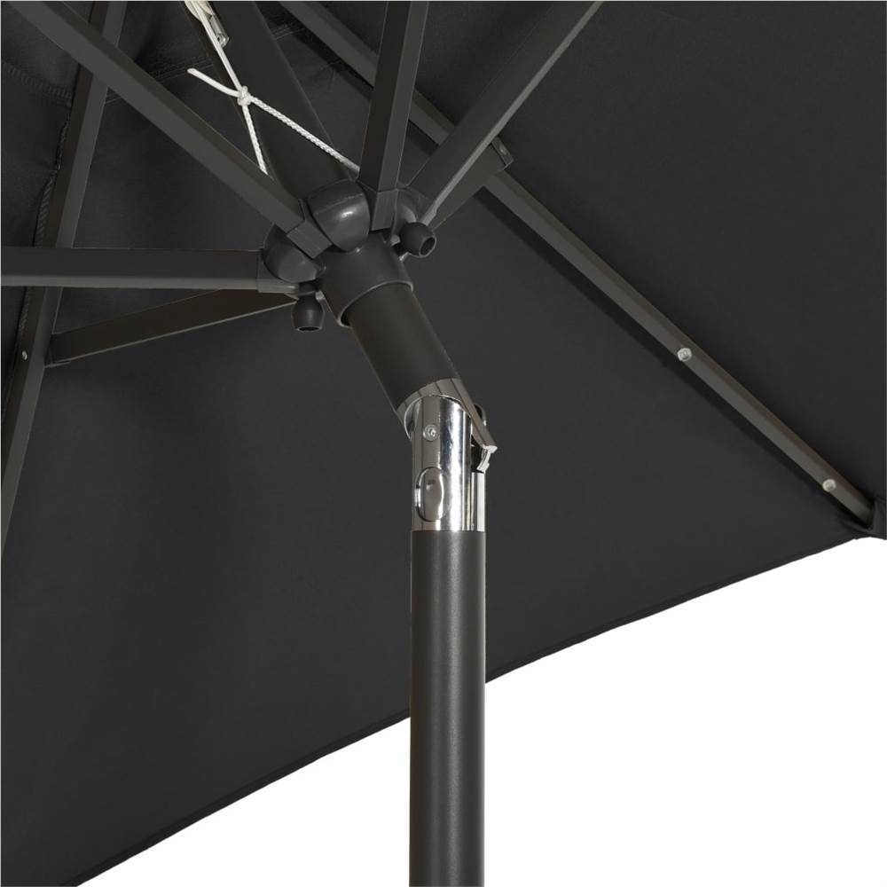 Parasol with LED Lights Black 200x211 cm Aluminium