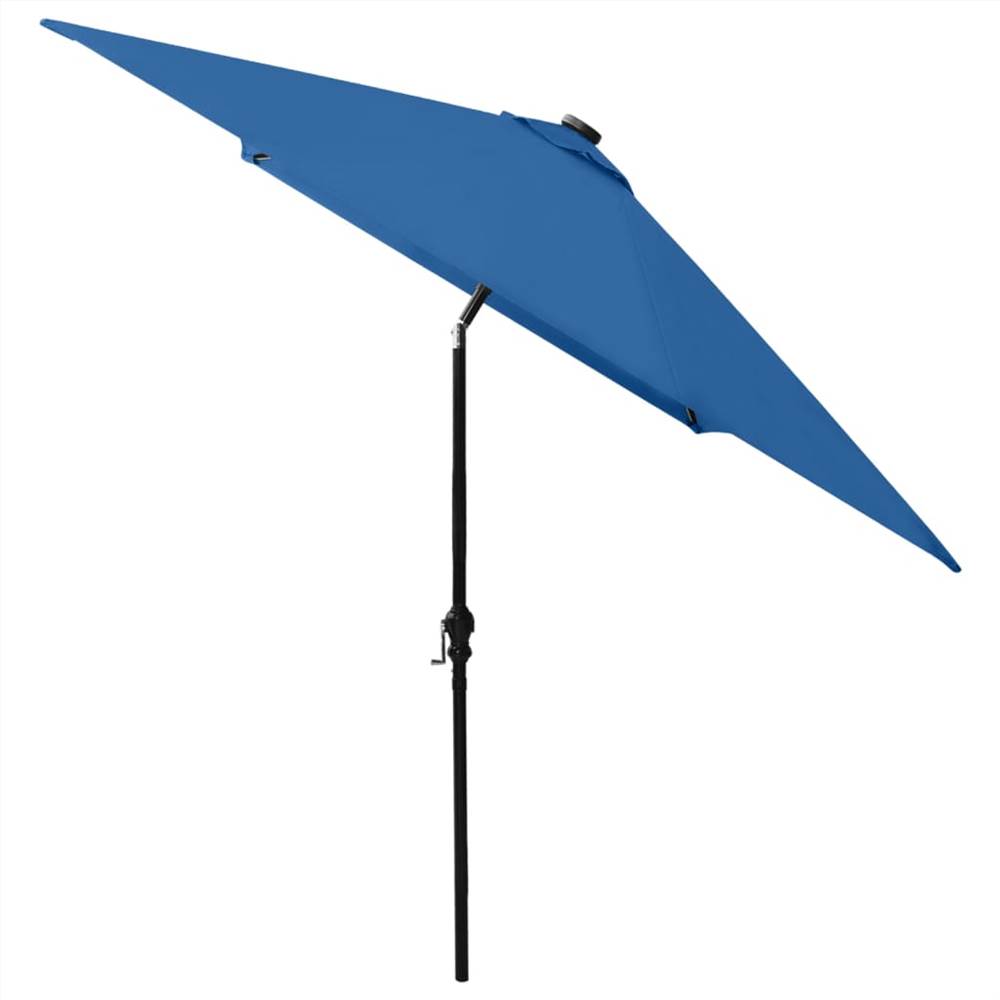 Parasol with LEDs and Steel Pole Azure Blue 2x3 m