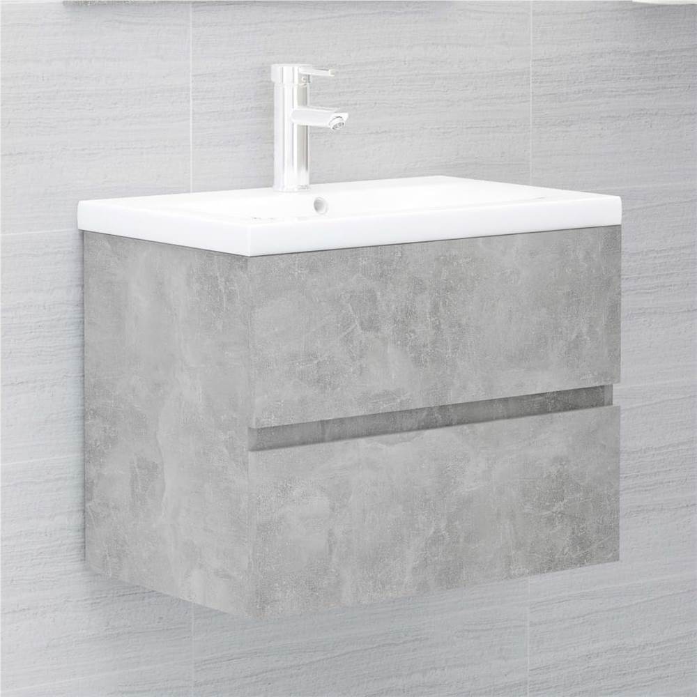 

Sink Cabinet with Built-in Basin Concrete Grey Chipboard