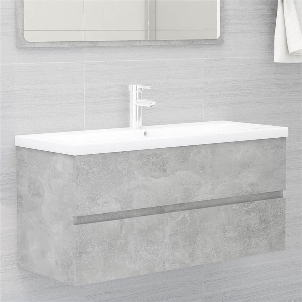 

Sink Cabinet with Built-in Basin Concrete Grey Chipboard