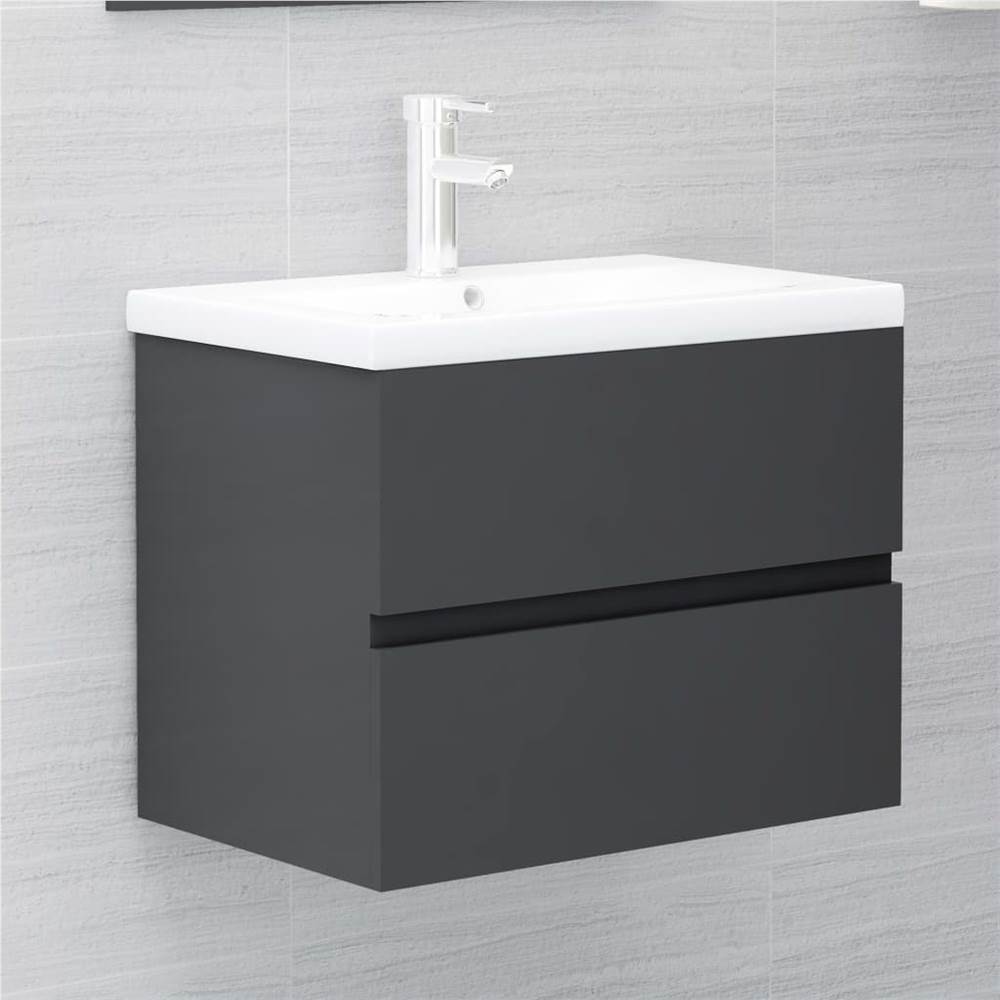 

Sink Cabinet with Built-in Basin Grey Chipboard