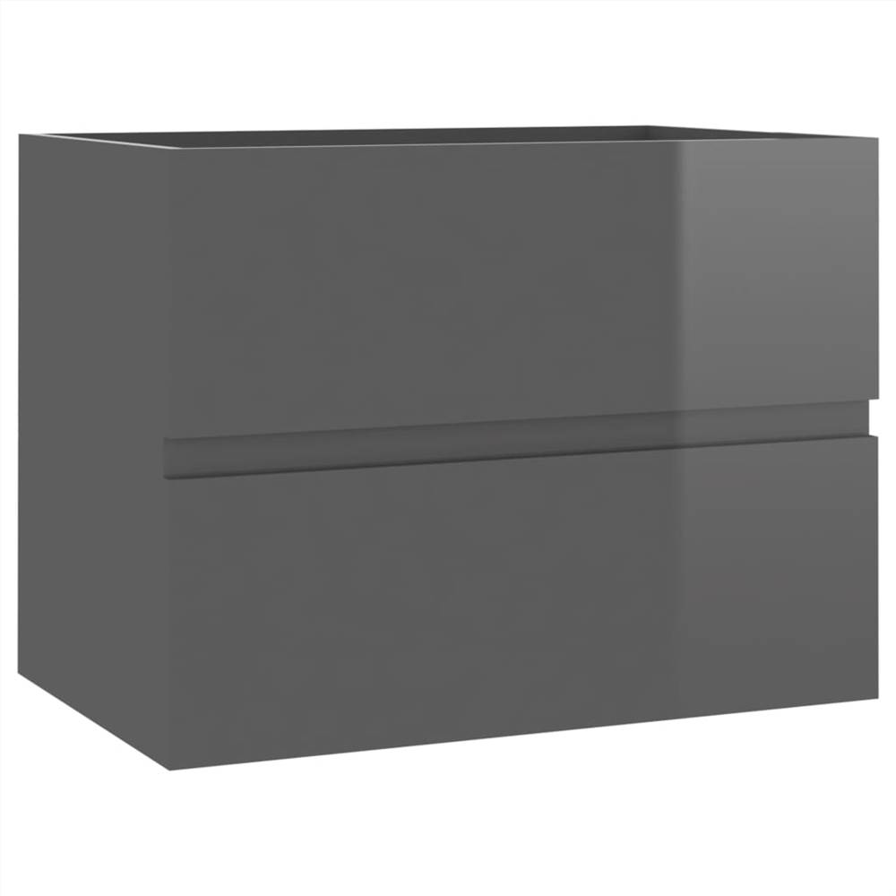 Sink Cabinet with Built-in Basin High Gloss Grey Chipboard