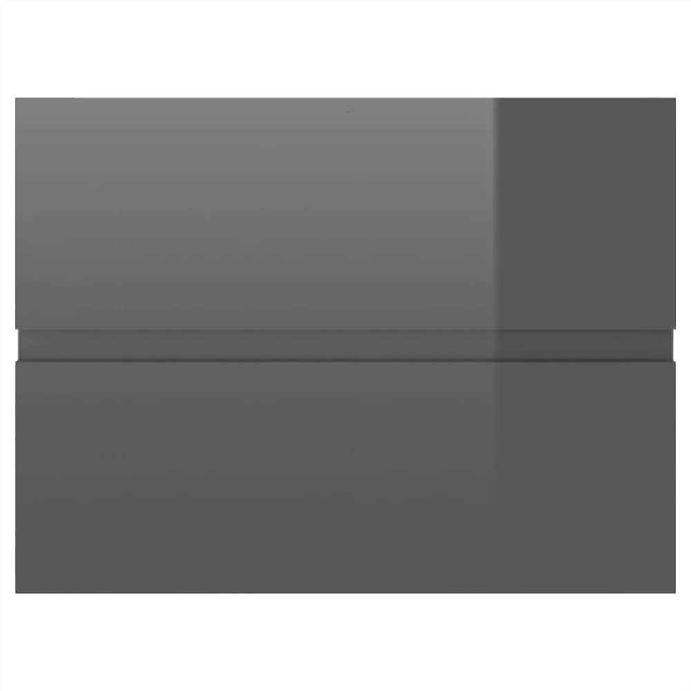 Sink Cabinet with Built-in Basin High Gloss Grey Chipboard