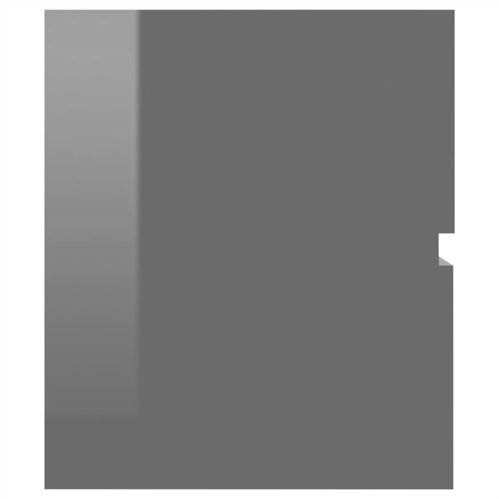 Sink Cabinet with Built-in Basin High Gloss Grey Chipboard