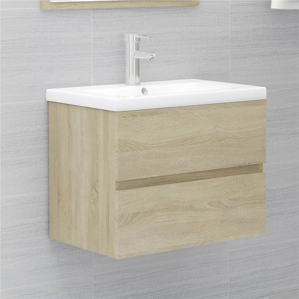 

Sink Cabinet with Built-in Basin Sonoma Oak Chipboard