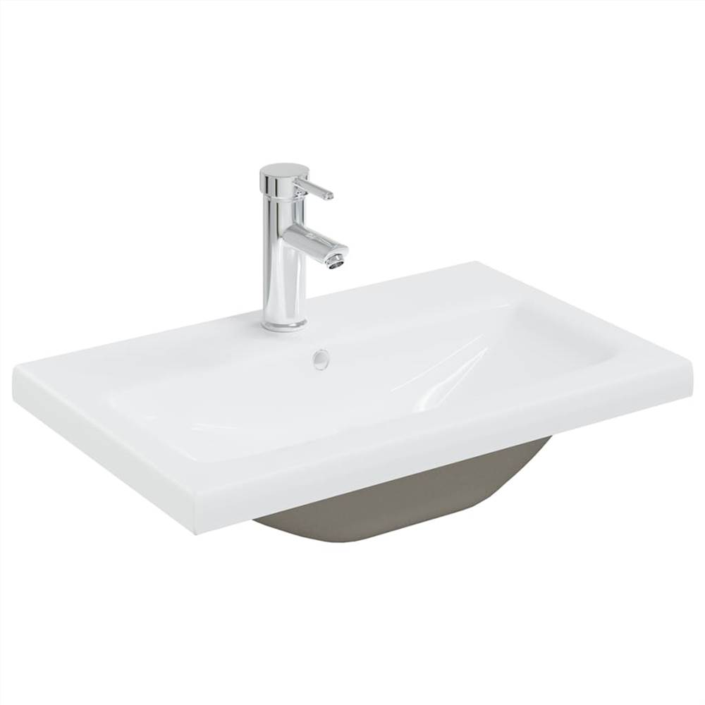 Sink Cabinet with Built-in Basin White and Sonoma Oak Chipboard