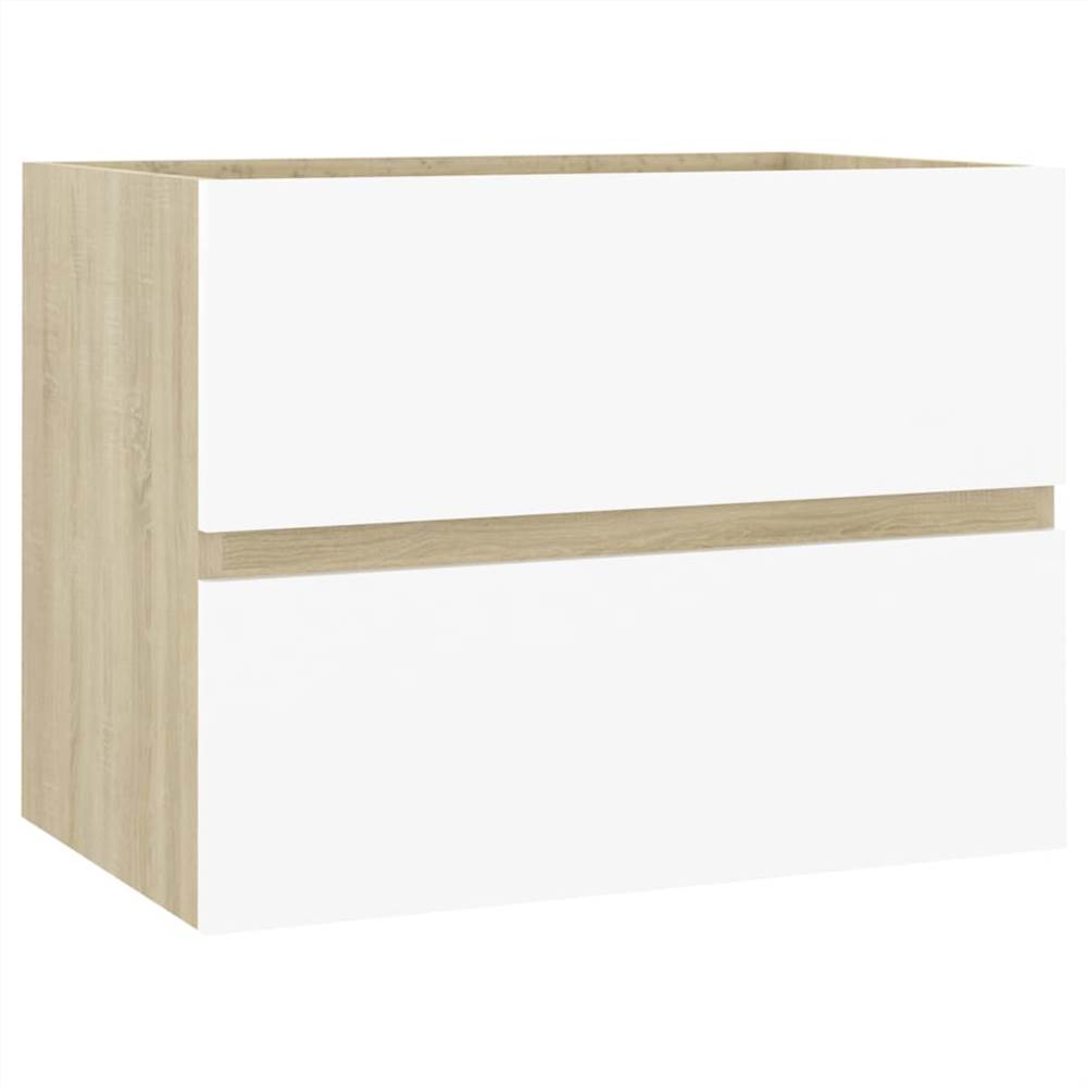 Sink Cabinet with Built-in Basin White and Sonoma Oak Chipboard