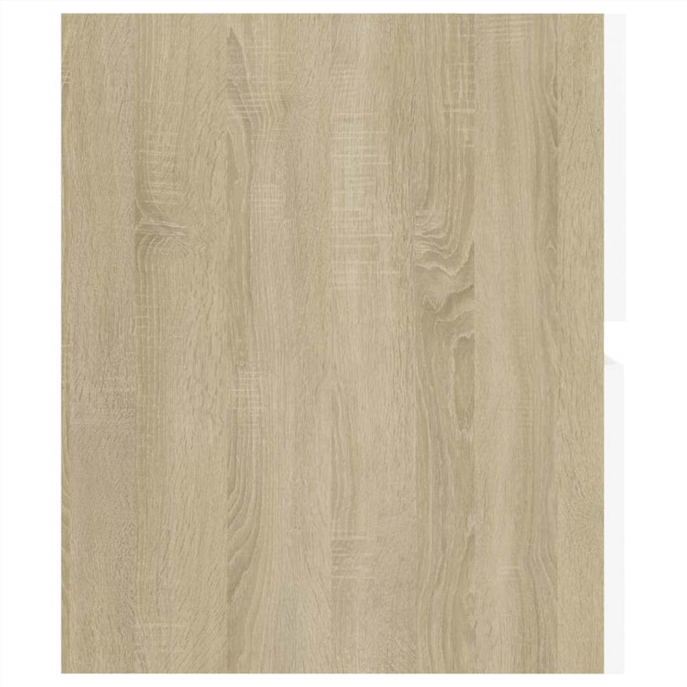 Sink Cabinet with Built-in Basin White and Sonoma Oak Chipboard