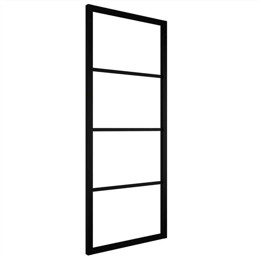 Sliding Door Aluminium and ESG Glass 76x205 cm Black