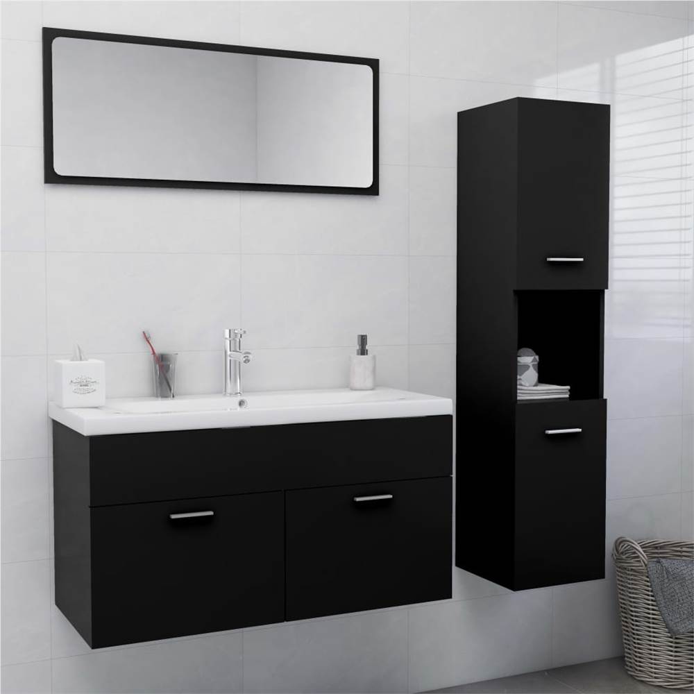 

Bathroom Furniture Set Black Chipboard
