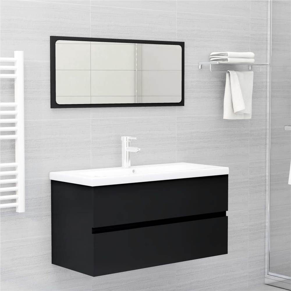 

Bathroom Furniture Set Black Chipboard
