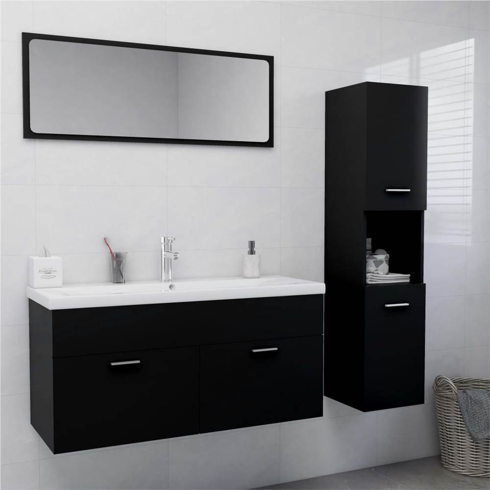 

Bathroom Furniture Set Black Chipboard