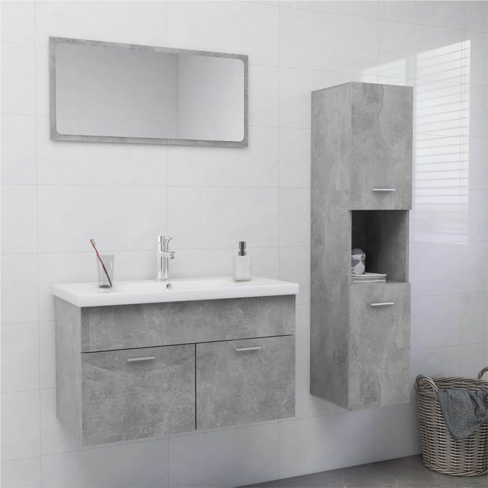 

Bathroom Furniture Set Concrete Grey Chipboard
