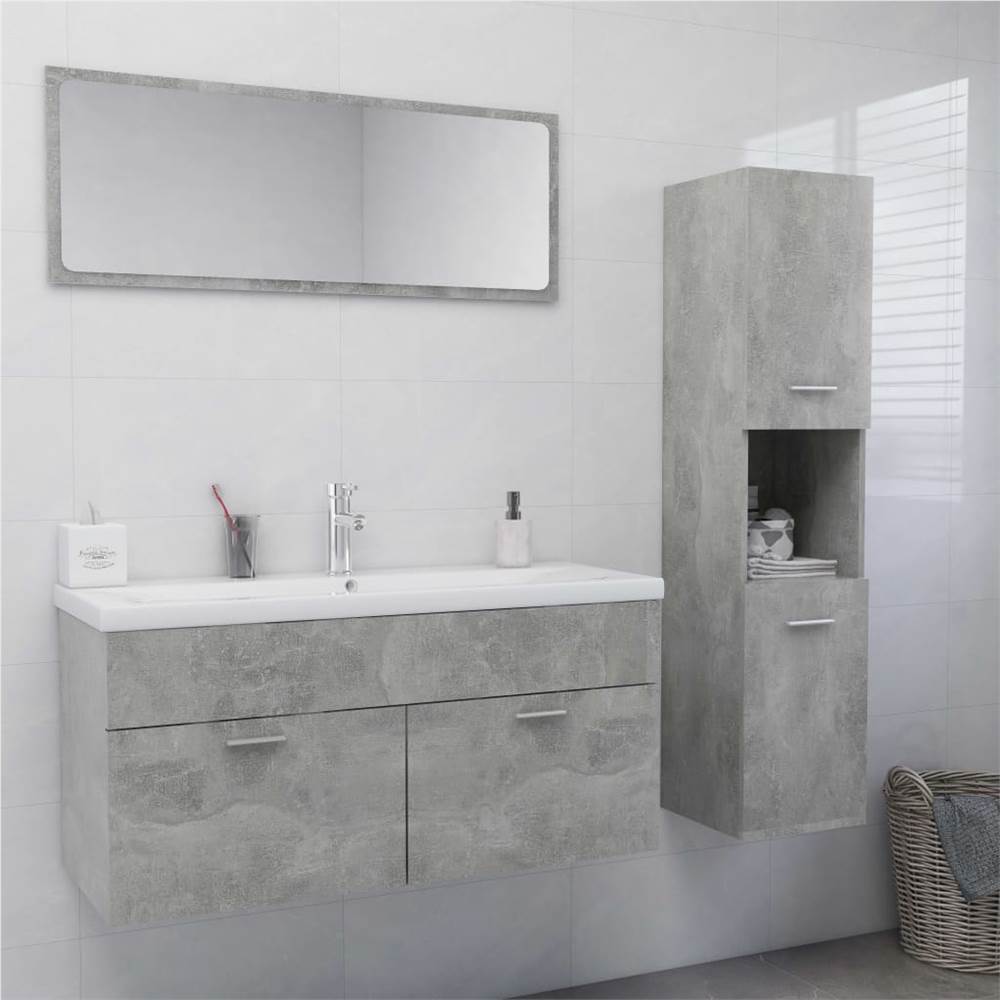 

Bathroom Furniture Set Concrete Grey Chipboard