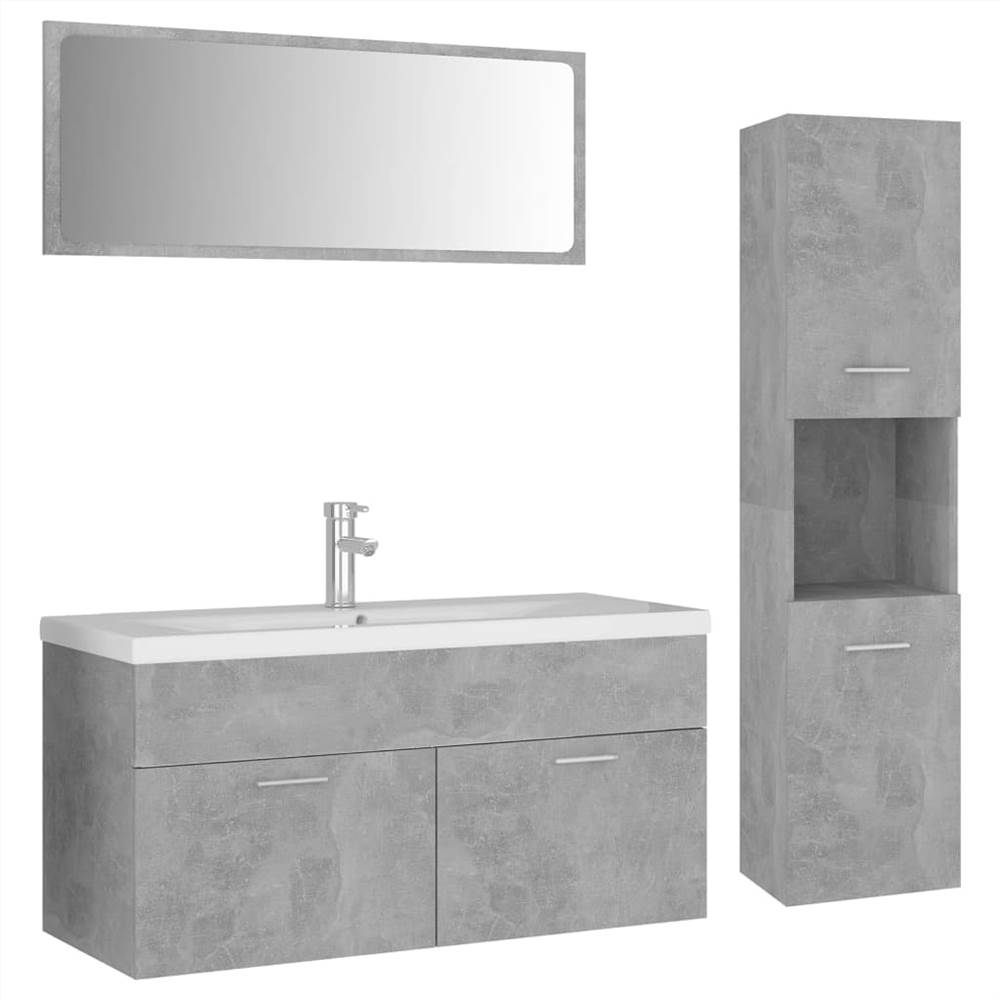 Bathroom Furniture Set Concrete Grey Chipboard