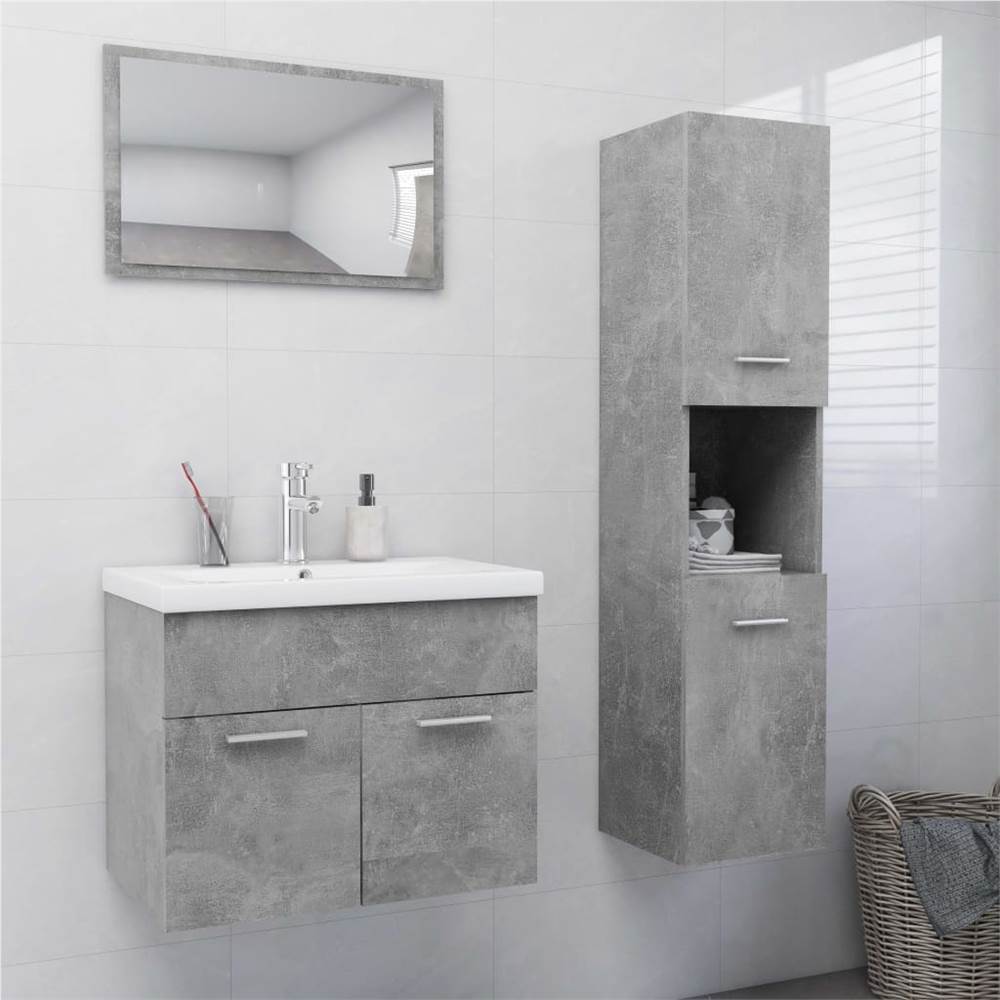 

Bathroom Furniture Set Concrete Grey Chipboard