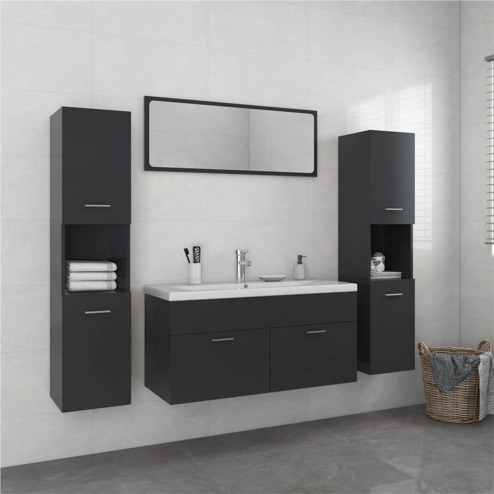 

Bathroom Furniture Set Grey Chipboard