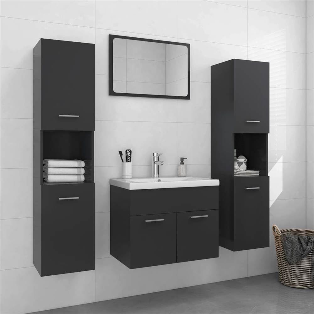 

Bathroom Furniture Set Grey Chipboard