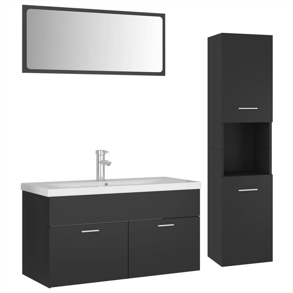 Bathroom Furniture Set Grey Chipboard