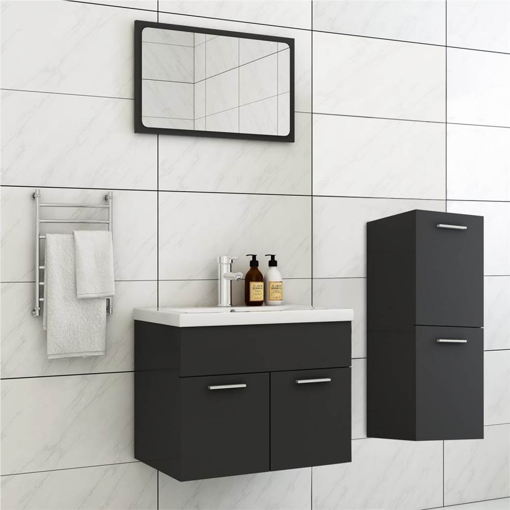 

Bathroom Furniture Set Grey Chipboard
