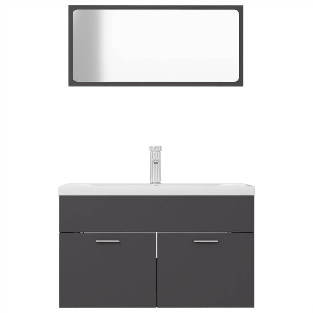 Bathroom Furniture Set Grey Chipboard