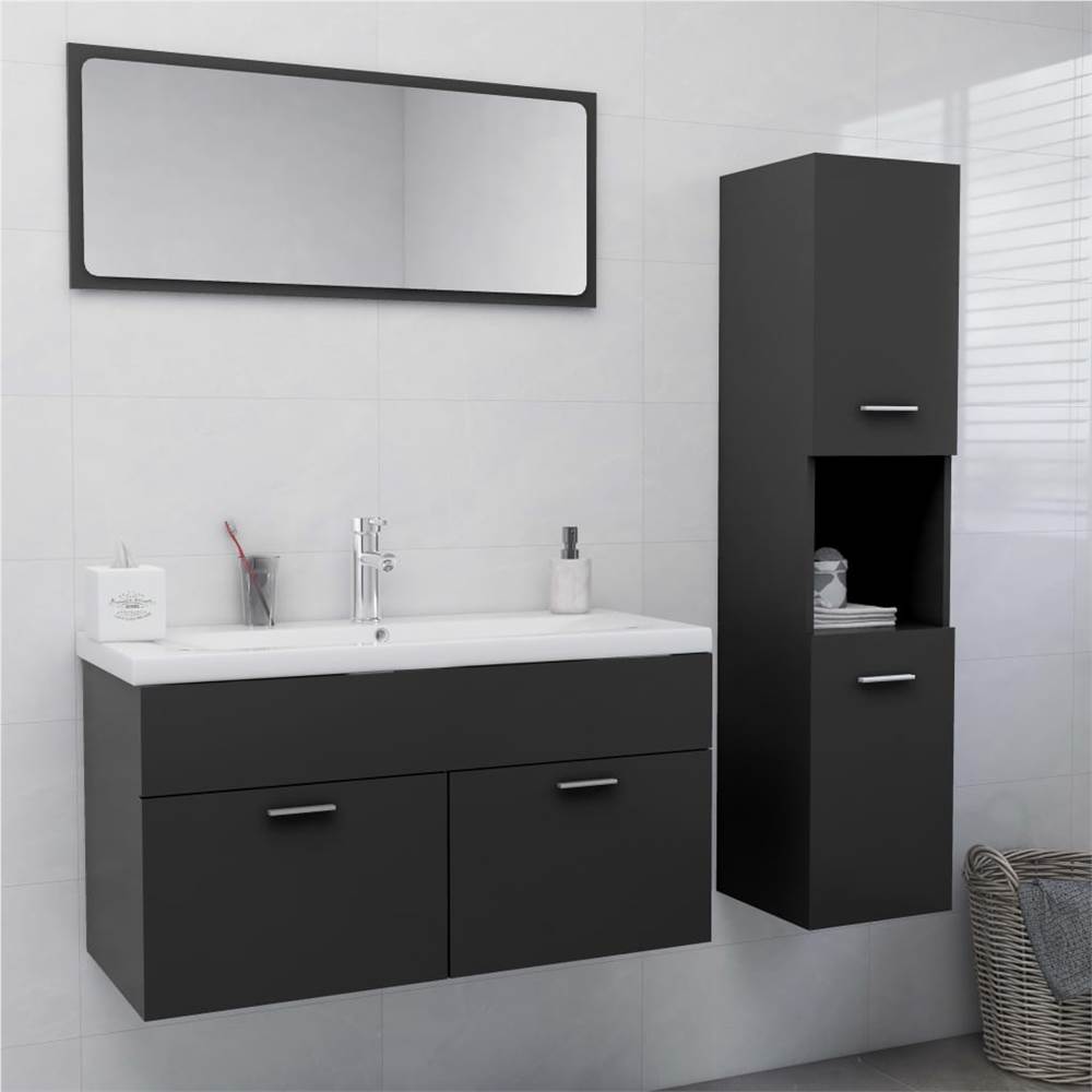 

Bathroom Furniture Set Grey Chipboard
