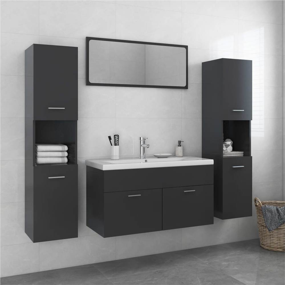 

Bathroom Furniture Set Grey Chipboard