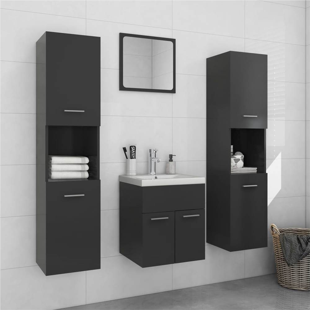 

Bathroom Furniture Set Grey Chipboard