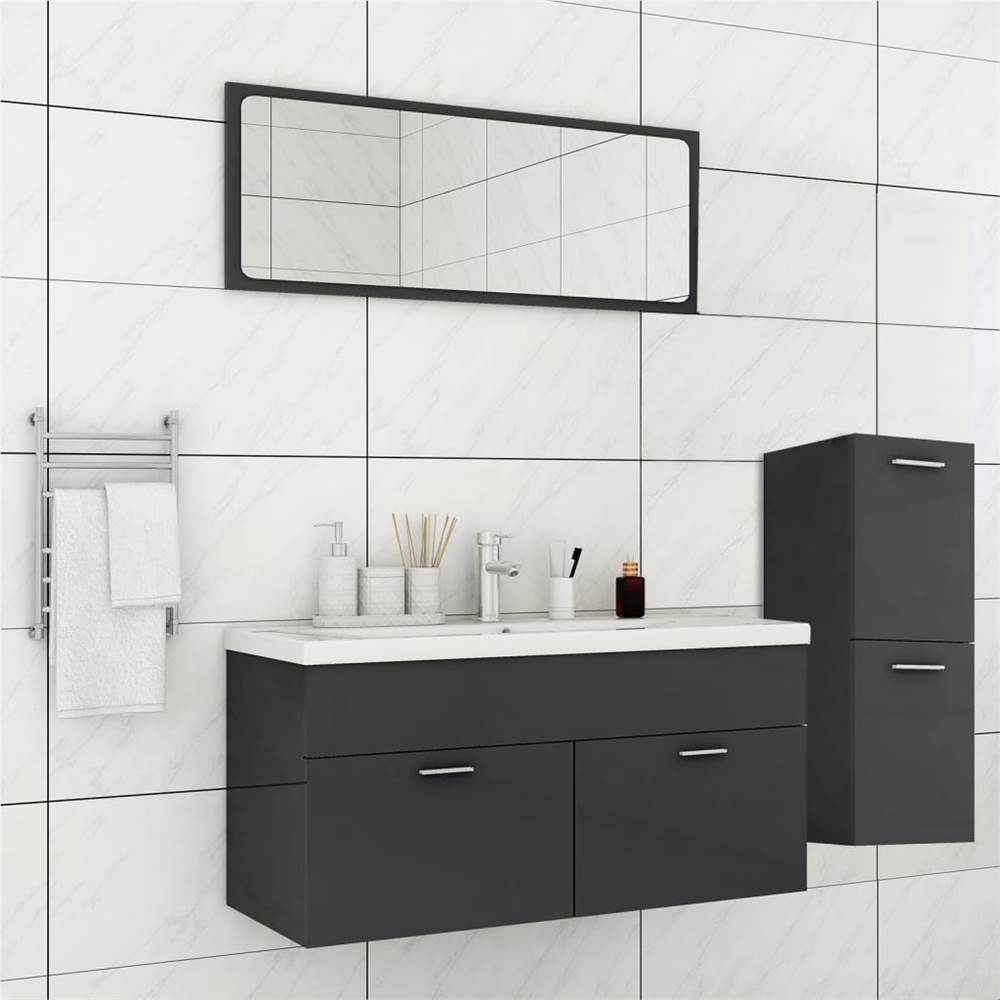 

Bathroom Furniture Set High Gloss Grey Chipboard