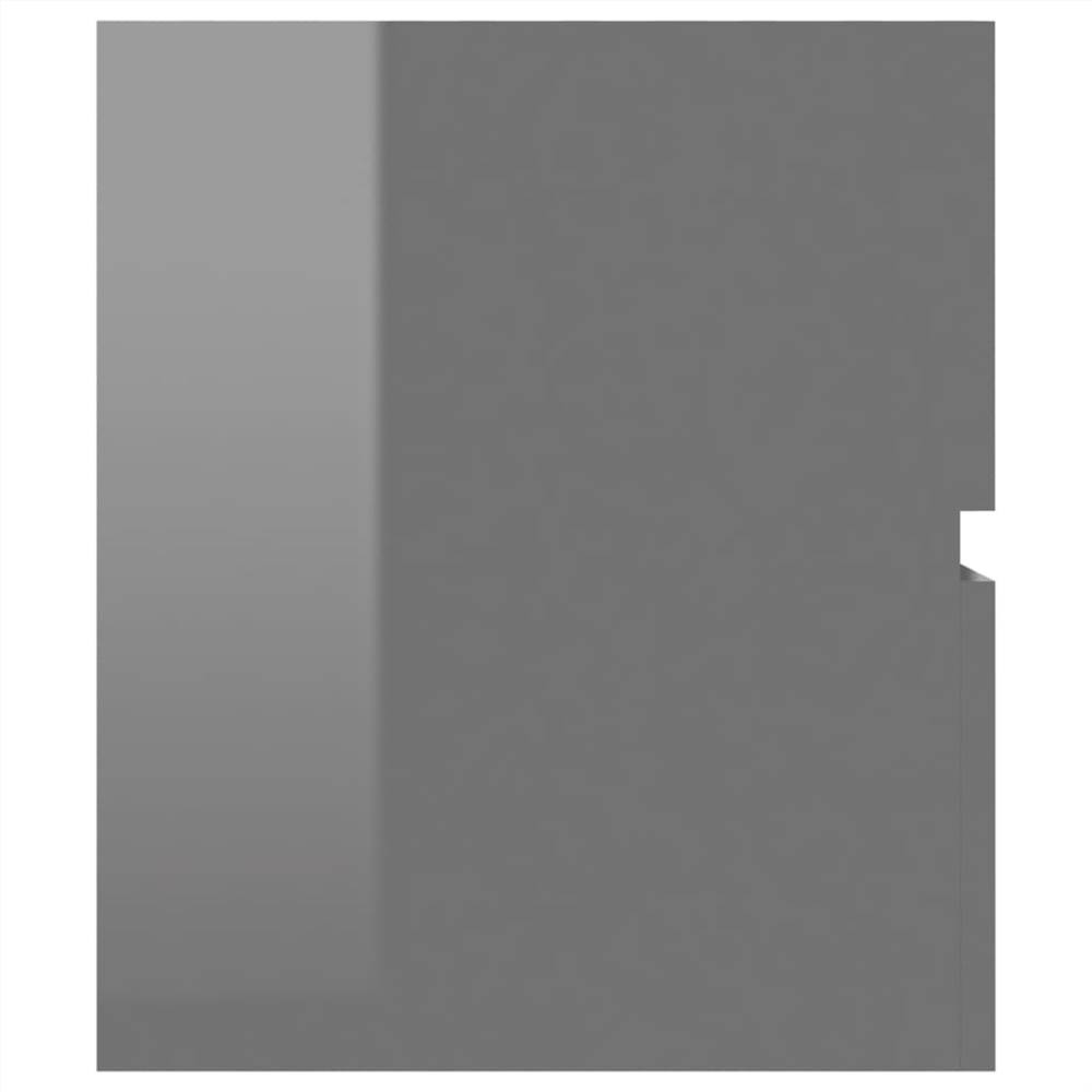 Bathroom Furniture Set High Gloss Grey Chipboard