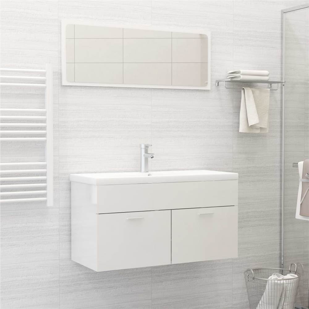 

Bathroom Furniture Set High Gloss White Chipboard