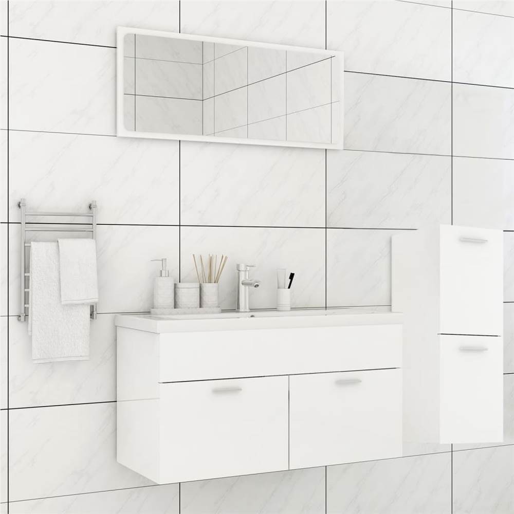 

Bathroom Furniture Set High Gloss White Chipboard