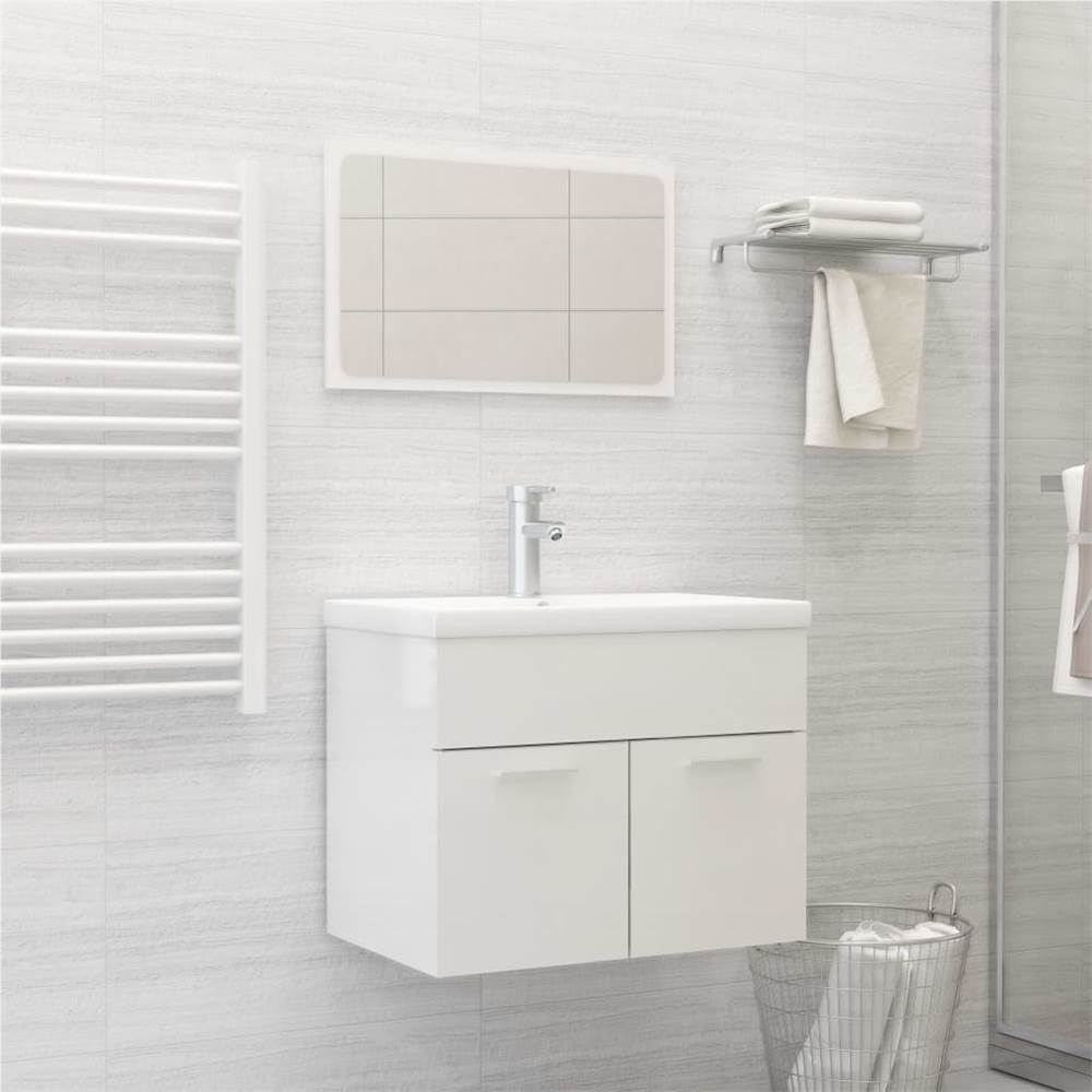 

Bathroom Furniture Set High Gloss White Chipboard