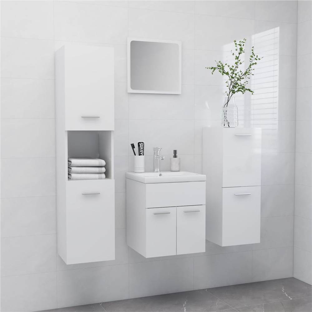 

Bathroom Furniture Set High Gloss White Chipboard