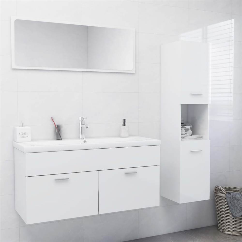 

Bathroom Furniture Set High Gloss White Chipboard
