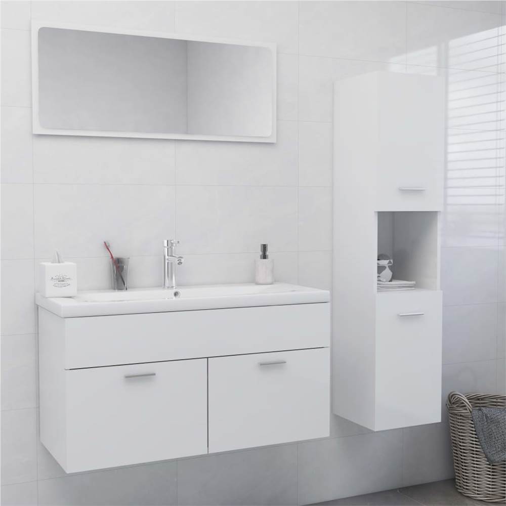 

Bathroom Furniture Set High Gloss White Chipboard