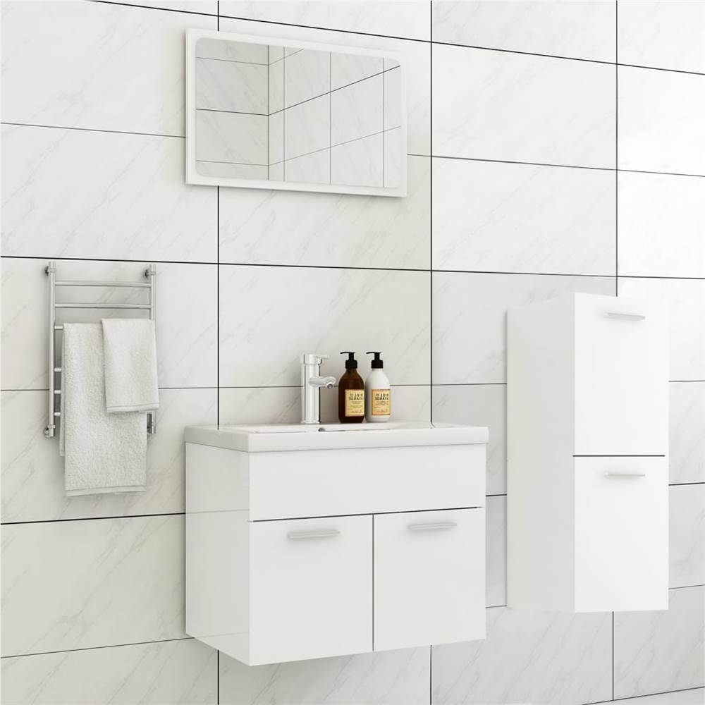 

Bathroom Furniture Set High Gloss White Chipboard