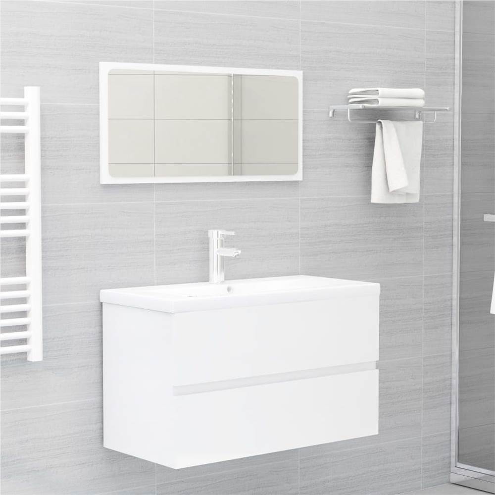

Bathroom Furniture Set High Gloss White Chipboard