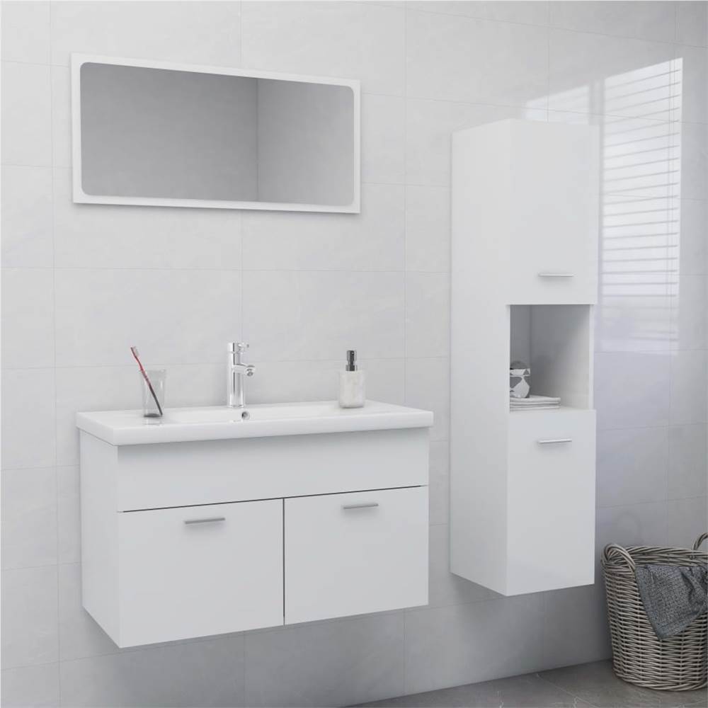 

Bathroom Furniture Set High Gloss White Chipboard